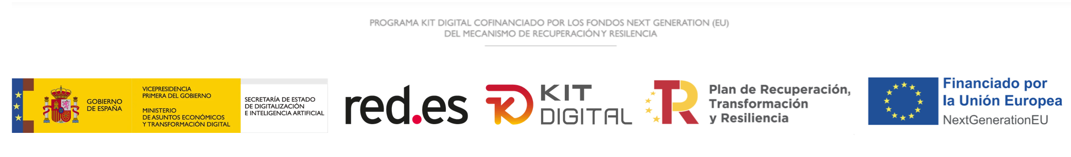 Logos de Gobierno de España, Kit Digital, Red.es y Financiación Europea